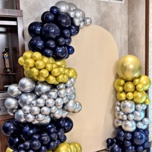 بادکنک آرایی سرمه ای طلایی نقره ای